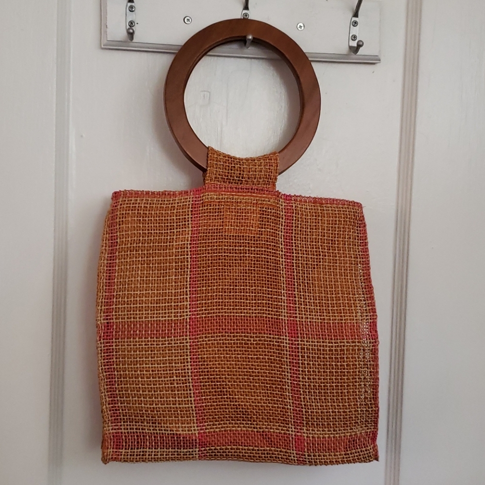 NWOT - Orange and pink weave handbag